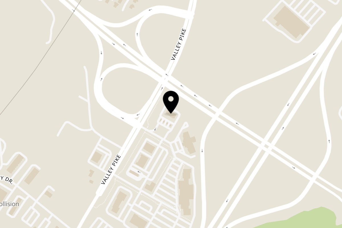 Map showing the location of Curry Cuisine Authentic Indian Kitchen on 121 Kernstown Commons Blvd in Winchester